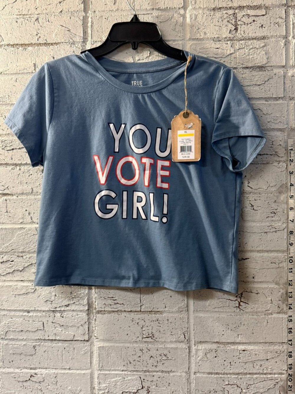 True Craft Womens XL You Vote Girl Graphic Tee Blue Election Voting T Shirt